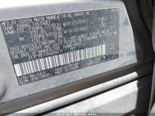 Toyota Rav4 Xle 2019 2T3P1RFV2KW048228 Image 9