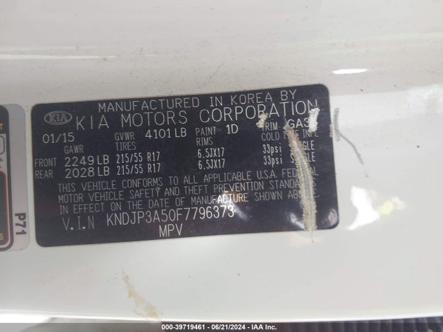 KIA SOUL + 2015 KNDJP3A50F7796373 Image 9