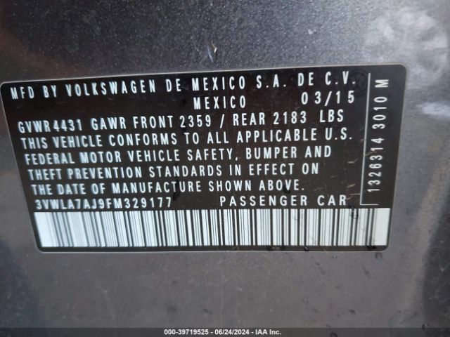 3VWLA7AJ9FM329177 Volkswagen Jetta 2.0l Tdi S
