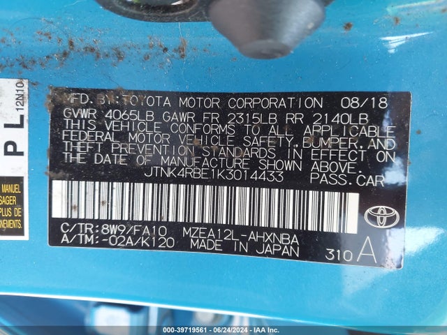 JTNK4RBE1K3014433 Toyota COROLLA SE
