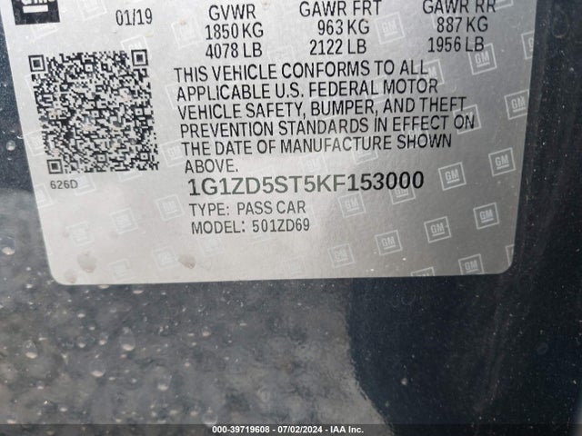 1G1ZD5ST5KF153000 Chevrolet MALIBU LT