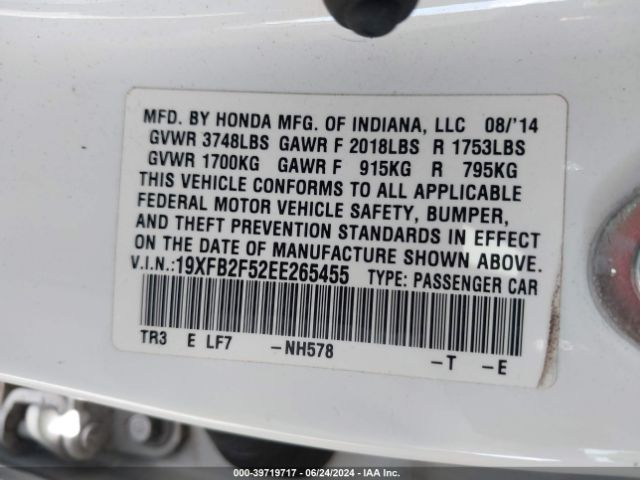 19XFB2F52EE265455 Honda Civic Lx