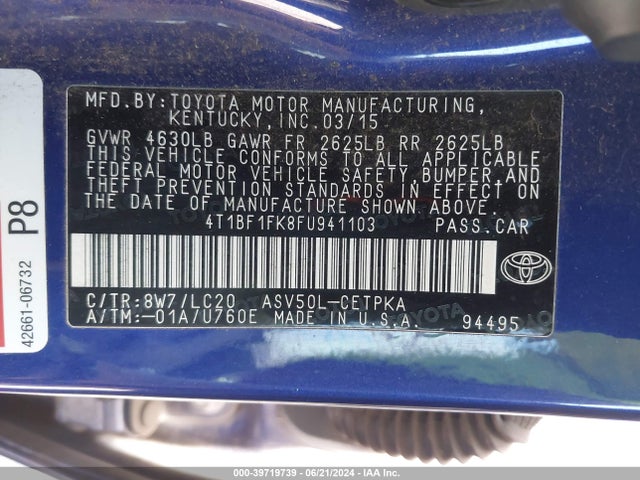 Toyota CAMRY XSE 2015 4T1BF1FK8FU941103 Image 9