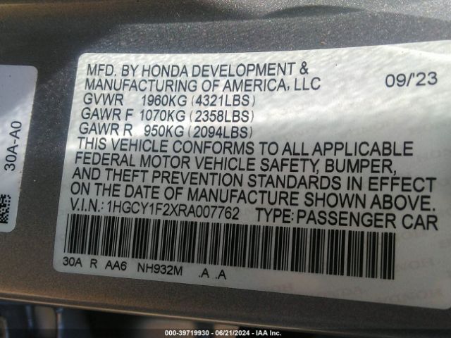2024 HONDA ACCORD 1HGCY1F2XRA007762 Photo 8