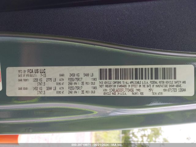1C4BJWDG5FL773456 Jeep Wrangler Unlimited Sport