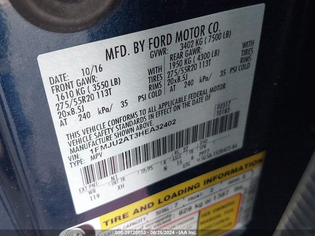 Ford Expedition Limited 2017 1FMJU2AT3HEA32402 Image 9