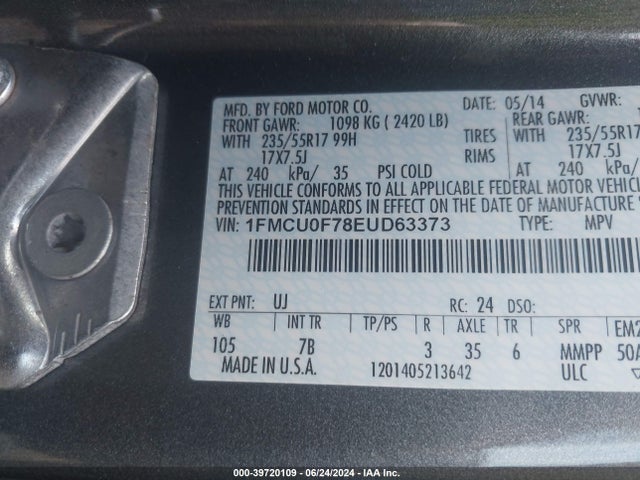 Ford ESCAPE S 2014 1FMCU0F78EUD63373 Image 9