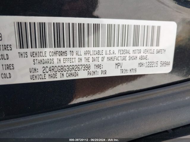 2C4RDGBG3GR267390 Dodge Grand Caravan Se Plus