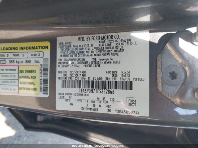 Ford FUSION SE 2014 1FA6P0H71E5352866 Image 9