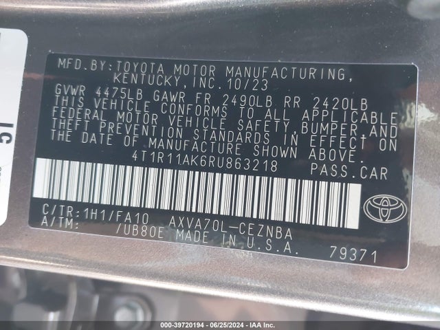 Toyota CAMRY LE 2024 4T1R11AK6RU863218 Image 9