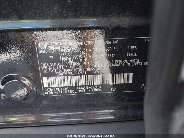 Toyota RAV4 LE 2020 2T3H1RFV9LC042594 Image 9
