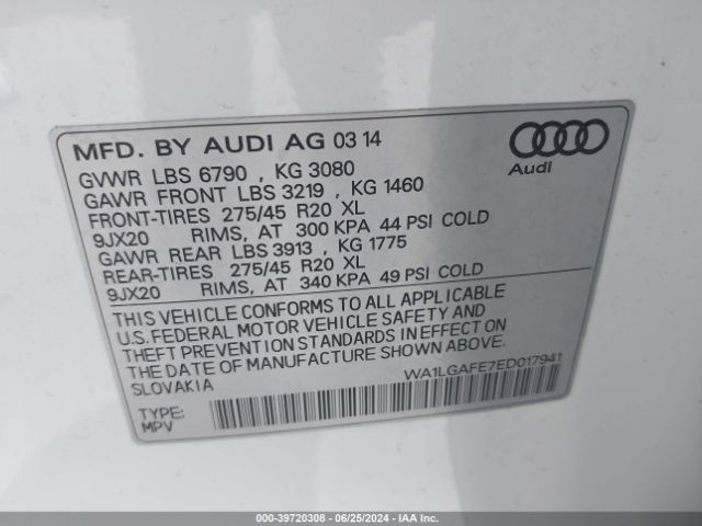 WA1LGAFE7ED017941 Audi Q7 3.0t Premium
