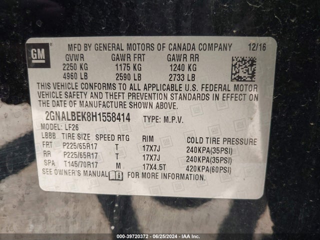 Chevrolet EQUINOX LS 2017 2GNALBEK8H1558414 Image 9