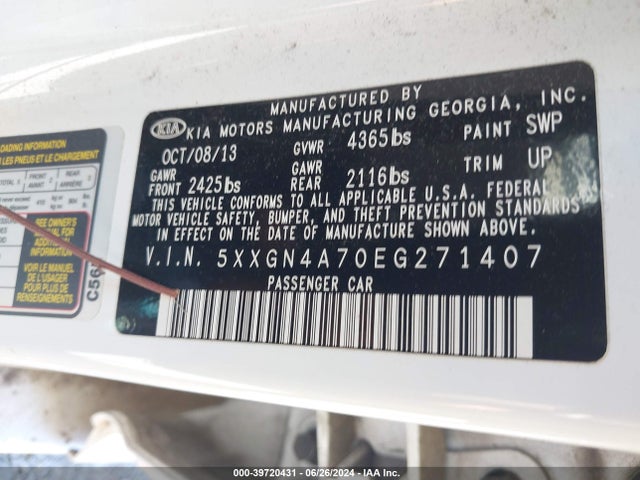 KIA OPTIMA EX 2014 5XXGN4A70EG271407 Image 9