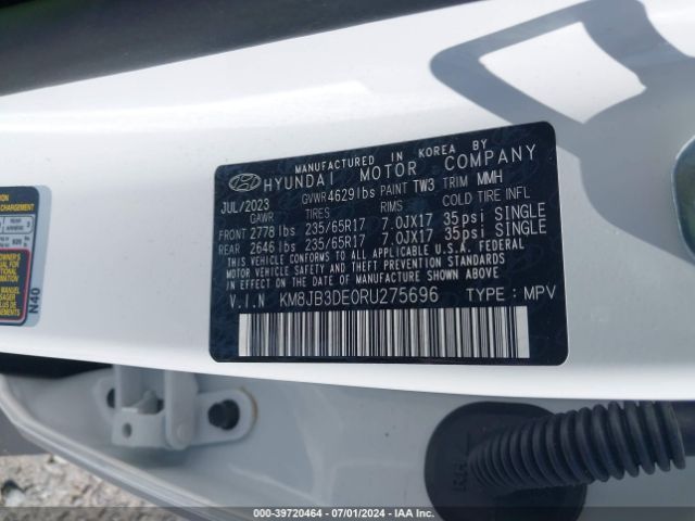 KM8JB3DE0RU275696 Hyundai TUCSON SEL