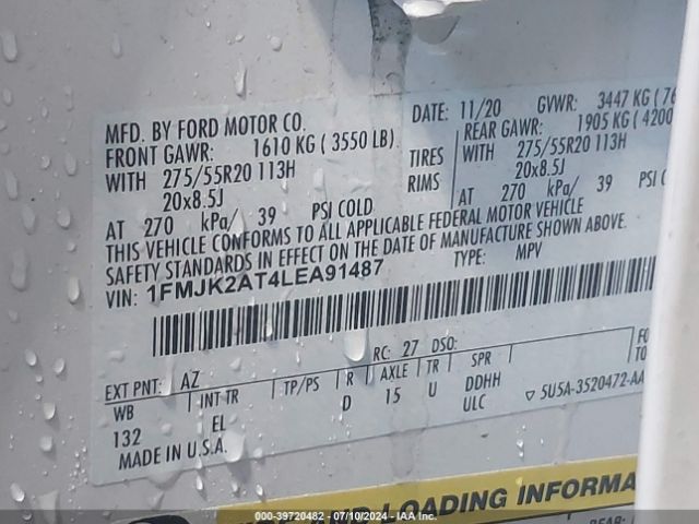 1FMJK2AT4LEA91487 Ford Expedition Limited Max