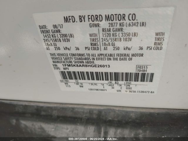 1FM5K8AR8HGE26013 Ford Utility Police Interceptor