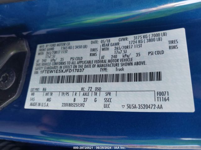 1FTEW1E5XJFD17037 Ford F-150 Xlt