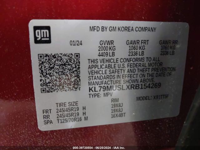 KL79MUSLXRB154269 Chevrolet Trailblazer Awd Rs