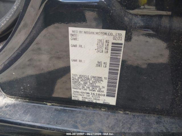1N4BL4DV3MN363808 Nissan Altima Sv Fwd