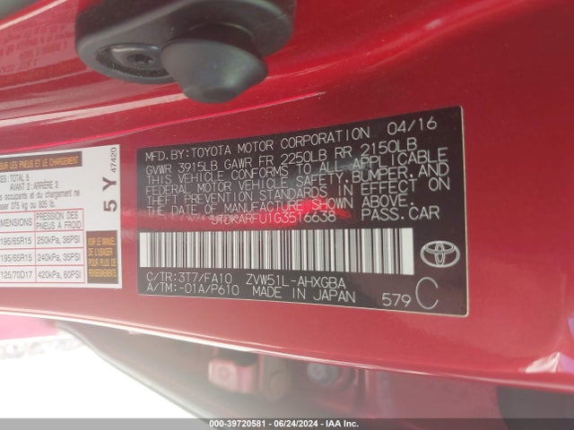 Toyota Prius Three 2016 JTDKARFU1G3516638 Image 9