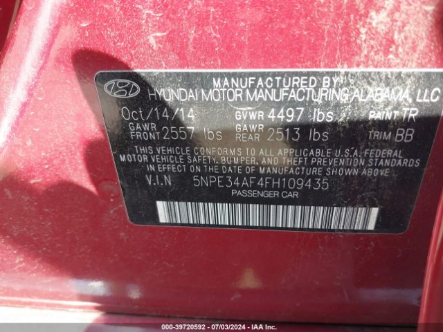 5NPE34AF4FH109435 Hyundai Sonata Sport