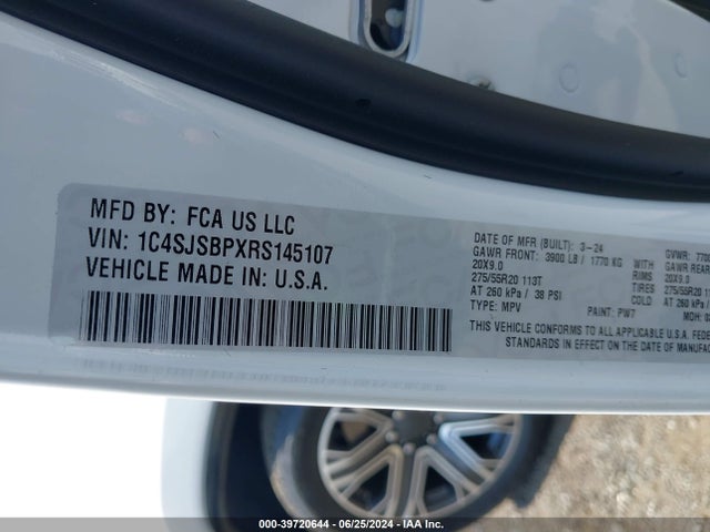 1C4SJSBPXRS145107 Jeep Wagoneer L Series Ii 4x4