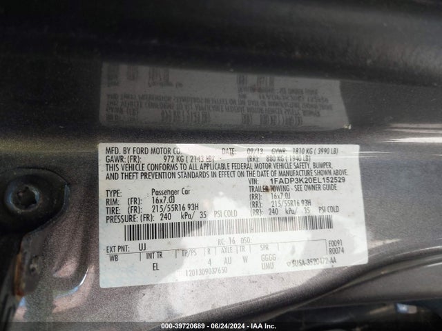 Ford FOCUS SE 2014 1FADP3K20EL152529 Image 9