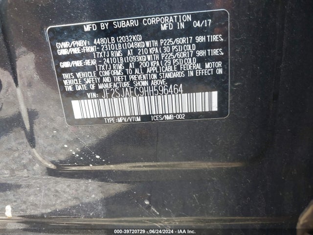 Subaru Forester 2.5i Premium 2017 JF2SJAEC9HH596464 Image 9