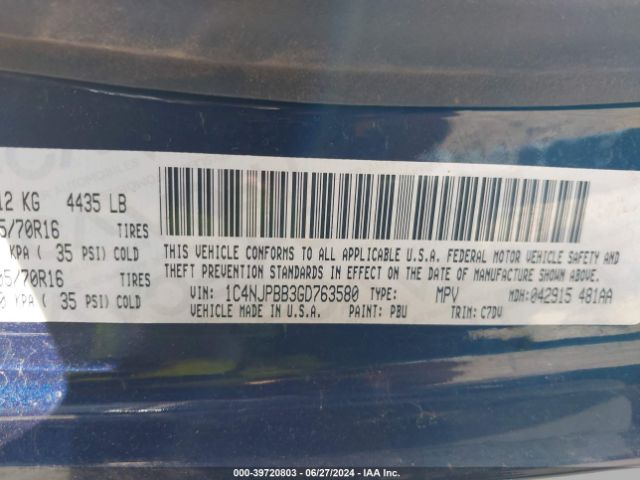 1C4NJPBB3GD763580 Jeep Patriot Sport