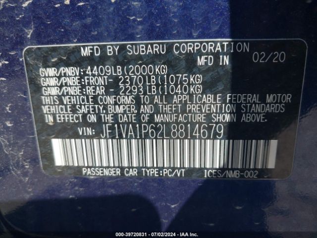 2020 SUBARU WRX JF1VA1P62L8814679 Photo 8
