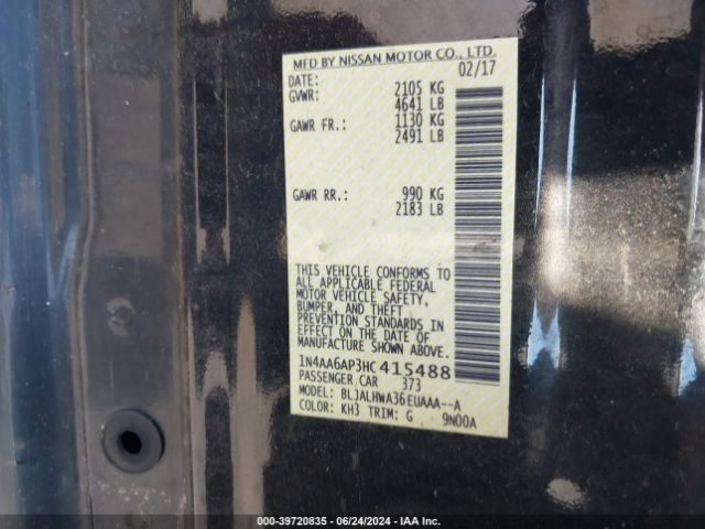1N4AA6AP3HC415488 Nissan Maxima 3.5 Platinum
