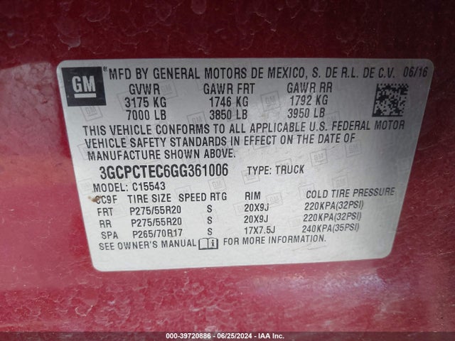 3GCPCTEC6GG361006 Chevrolet Silverado 1500 High Country