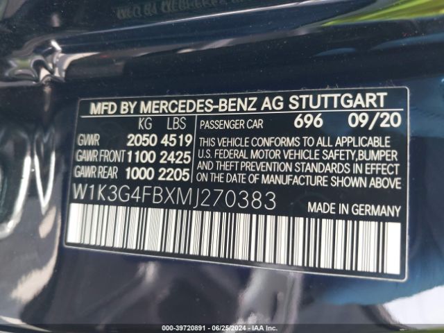 W1K3G4FBXMJ270383 Mercedes-Benz A 220 4matic