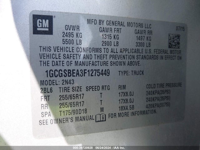 Chevrolet Colorado Lt 2015 1GCGSBEA3F1275449 Image 9