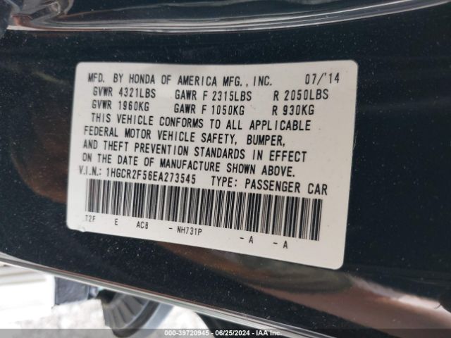 1HGCR2F56EA273545 Honda Accord Sport