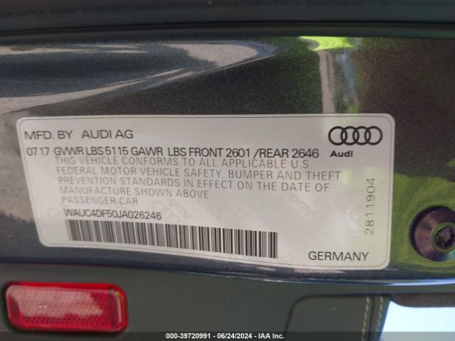 WAUC4DF50JA026246 Audi S5 3.0t Premium Plus