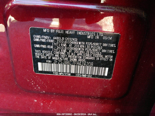 Subaru Forester 2.5i Limited 2015 JF2SJAKC7FH424208 Image 9