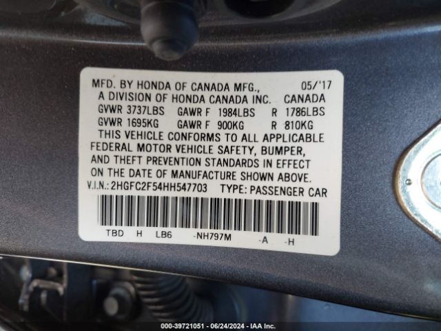 2HGFC2F54HH547703 Honda Civic Lx
