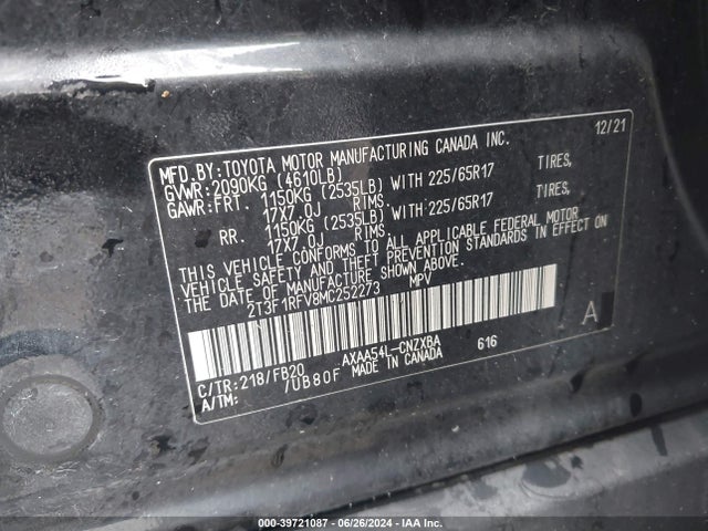 Toyota RAV4 LE 2021 2T3F1RFV8MC252273 Image 9