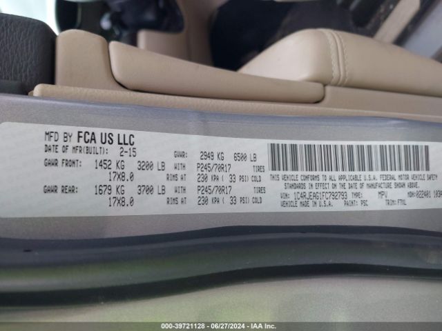 1C4RJEAG1FC792793 Jeep Grand Cherokee Laredo