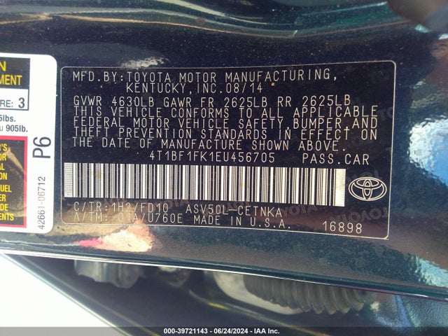 4T1BF1FK1EU456705 Toyota CAMRY LE