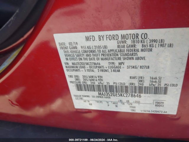 Ford Ecosport Se 2019 MAJ3S2GE5KC278646 Image 9