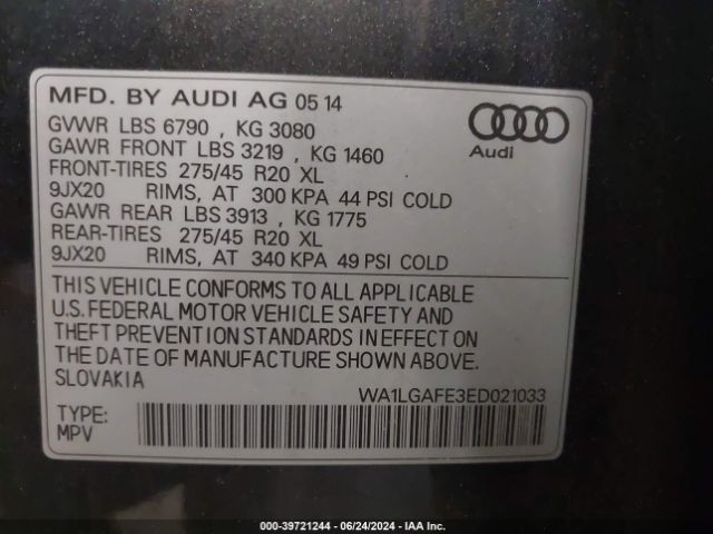 WA1LGAFE3ED021033 Audi Q7 3.0t Premium