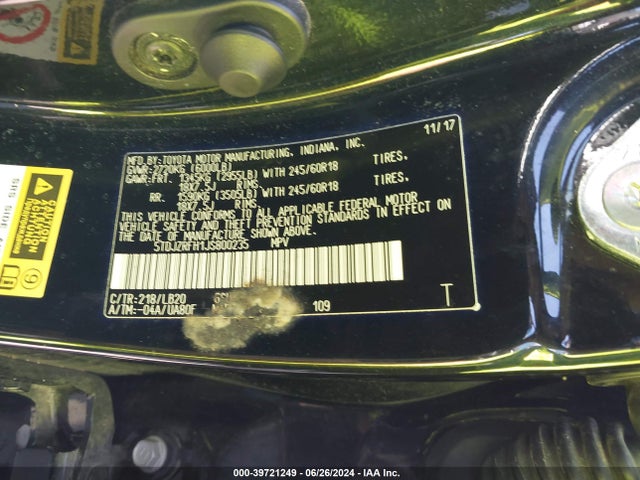 Toyota Highlander Xle 2018 5TDJZRFH1JS800235 Image 9