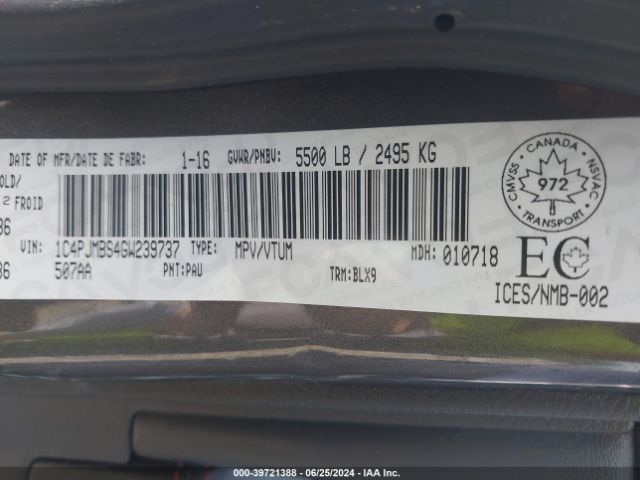 1C4PJMBS4GW239737 Jeep Cherokee Trailhawk