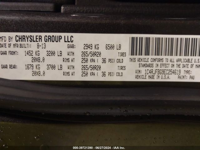 1C4RJFBG9EC254619 Jeep Grand Cherokee Limited