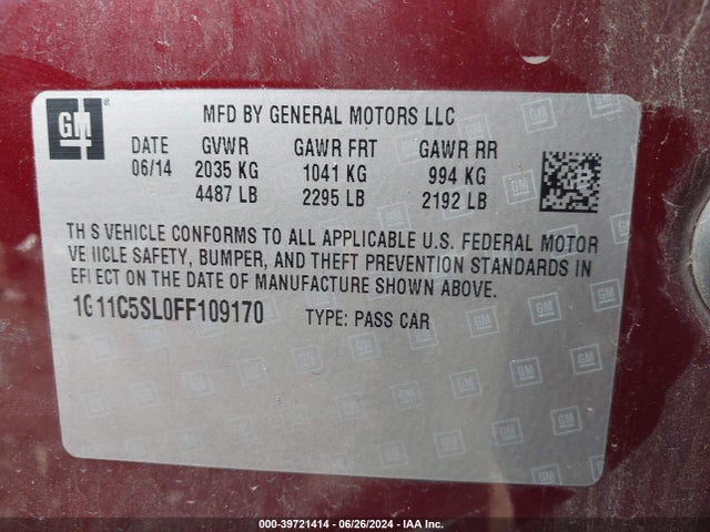 Chevrolet MALIBU 1LT 2015 1G11C5SL0FF109170 Image 9