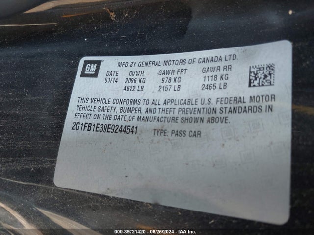 Chevrolet Camaro 1lt 2014 2G1FB1E39E9244541 Image 9