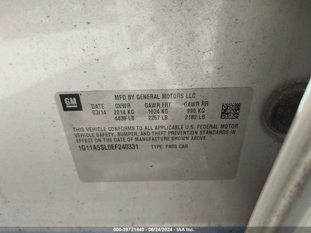 Chevrolet Malibu 1fl 2014 1G11A5SL0EF240331 Image 9